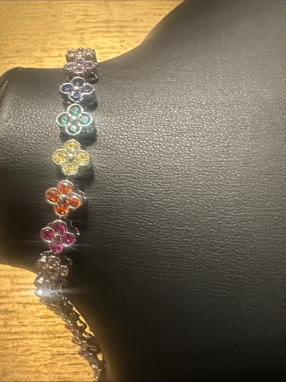 LSJ Multi-color clover tennis bracelet 7in